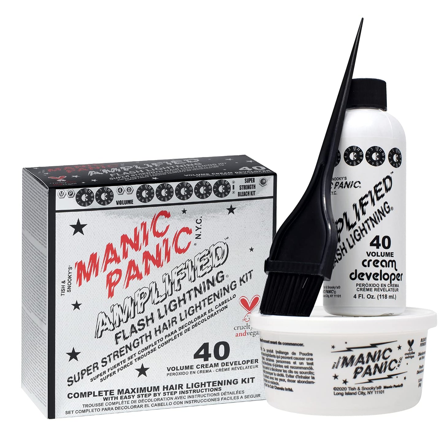 MANIC PANIC Flash Lightning Bleach Kit - 40 Volume Developer & Powder | Lifts Dark Hair Up to 7 Levels, Vegan & Cruelty-Free (2 Pack)