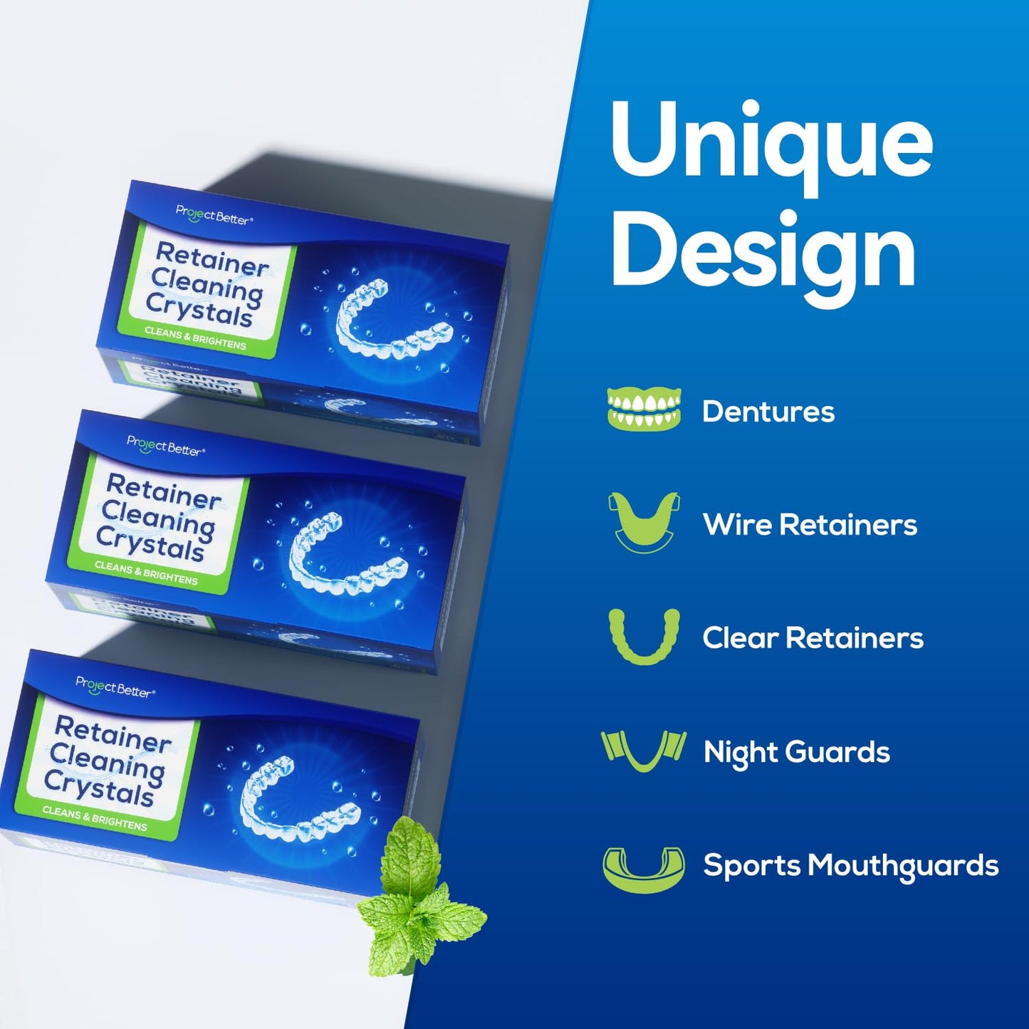 Cleaning Crystals for Clear Dentures and Retainers, (60 Packets)