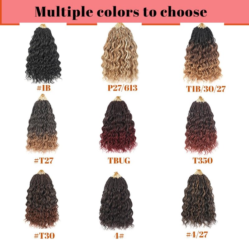 pojui 18 Inch Ocean Wave Crochet Hair 8 Packs - Synthetic Pre-Looped Deep Wavy Curly Braiding Hair for Black Women, Boho Style Hair Extensions (18inch,4#-8 Packs)