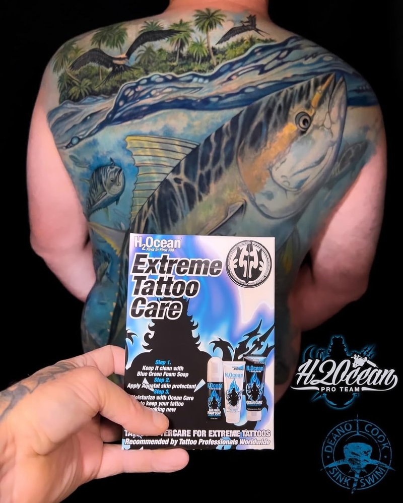 H2Ocean Extreme Tattoo Aftercare Kit | 3-Step Healing Set with Antibacterial Foam Soap, Moisturizing Cream & Ointment - Sea Mineral Enriched Formula for Vibrant Tattoos
