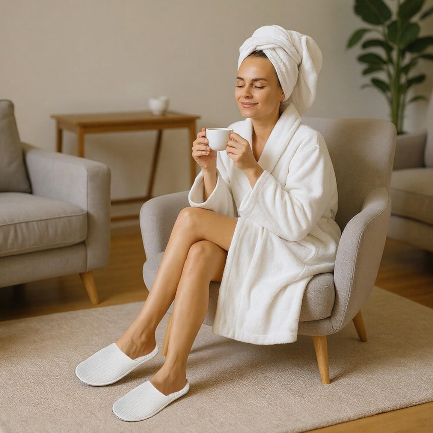 YQQYG 10 Pairs White Spa Slippers for Women and Men, Universal Bulk Disposable Slippers for Guests, Non-Slip Disposable Hotel Slipper Indoor Slipper for Travel Home Salon Hotel Bathroom