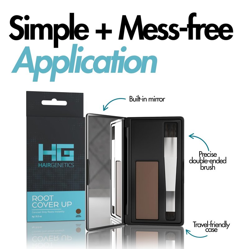Hair Genetics Root Cover Up Hide Your Grey Hairs Roots NEW Mineral Powder Technology Natural looking Results in Seconds Root Touch Up Powder (Dark Brown)