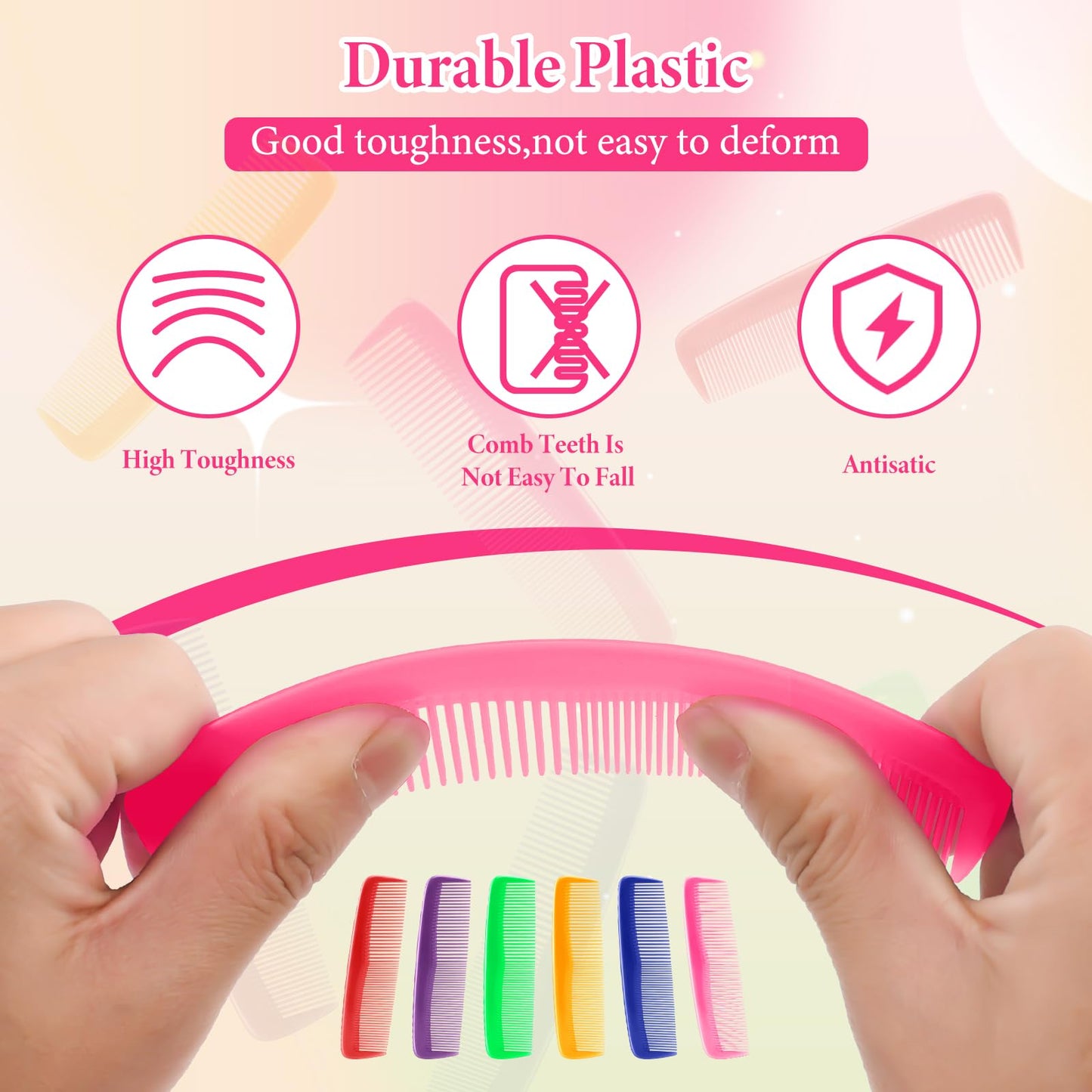 NICEMOVIC 120 Packs Hair Comb Bulk Set, Pocket Travel Hair Combs for Operation Bulk Christmas Child, Colorful Coarse & Fine Tooth Comb for Women, Individually Wrapped Bulk Comb for Homeless Charity