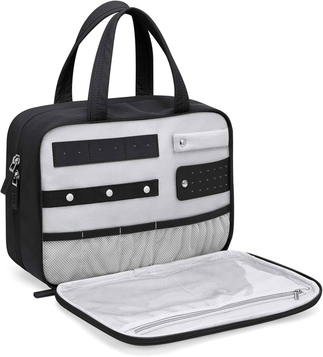 Travel Toiletry Bag - Water-Resistant Makeup Organizer with Jewelry Compartment | Black