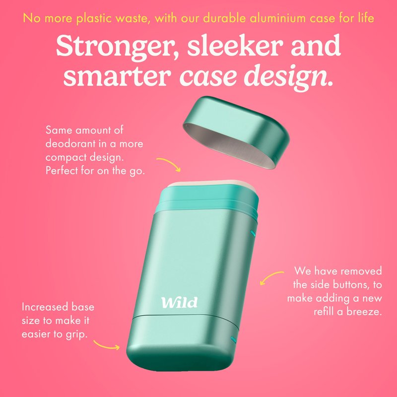 Wild Aluminum Free Deodorant Starter Kit - Refillable Stick Deodorant with Aqua Applicator Case & Vegan Refill Variety Pack - Fresh Cotton & Sea Salt, Cherry Blossom and Coconut & Vanilla Scents