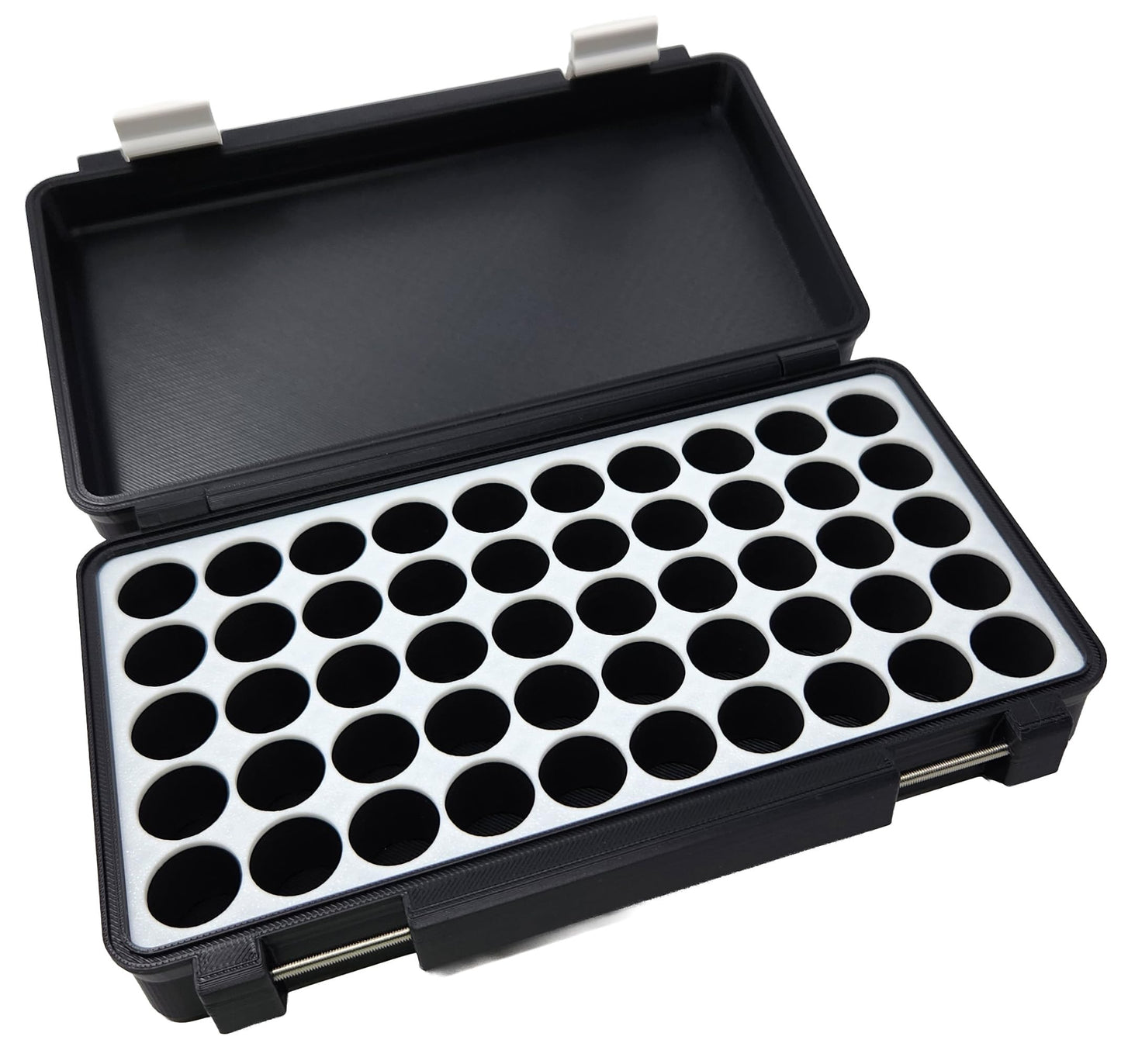 3D Printed - 3ml Vial Storage Case - Freezer Safe Hard Shell Peptide Case for Home, Fridge, Travel (Black/White, 50 3ml Vials)