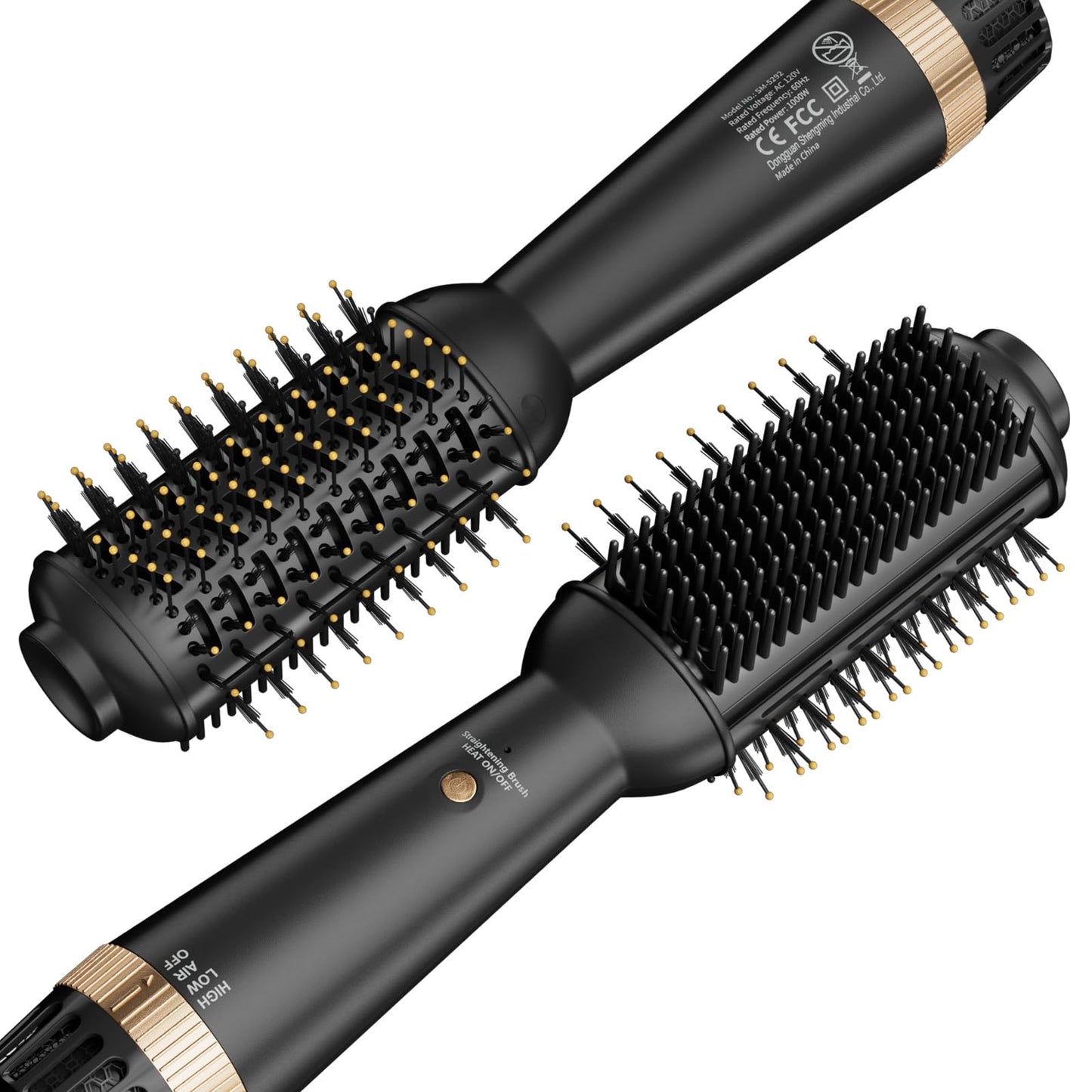 Hair Trends Upgraded 2-in-1 Blow Dryer Brush with Heated Comb, 110-120V Hair Straightener Brush for Black Hair, One-Step Hair Dryer Brush Frizz-Free No Damage