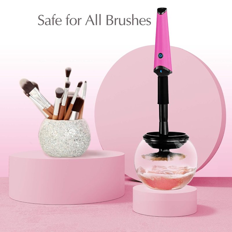 Electric Makeup Brush Cleaner - Luxe USB Charging Station with 3 Adjustable Speeds | Pink, Instant Wash & Dry