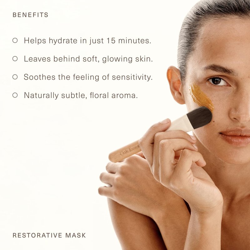 Oak Essentials Restorative Mask, Organic Honey Face Mask with Avocado Oil and Ylang Ylang Oil, Hydrating Skincare for Dry Skin, 1.9 Oz