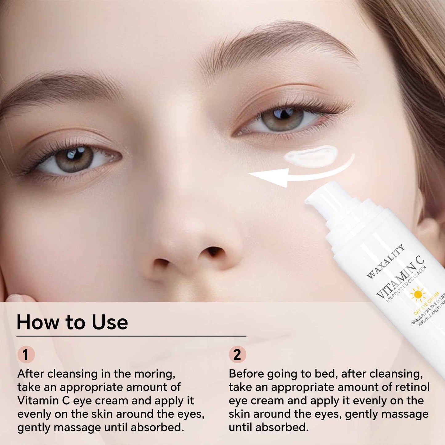Under Eye Cream Dark Circles, Under Eye Skin Treatment Cream Reduces Puffiness, Fine Lines, Wrinkles and Eye Bags, Day & Night Brightening, Moisturizing & Firming Eye Serum with Vitamin C & Retinol