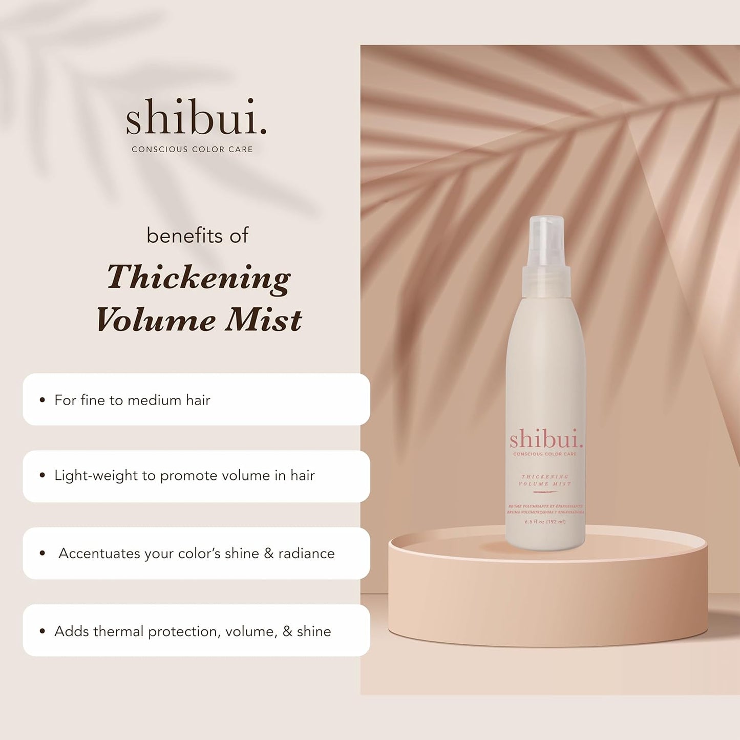 Thickening Volumizing Mist - Adds Volume, Bounce & Shine | Color-Safe, Vegan, Sulfate-Free, 6.5 Fl Oz