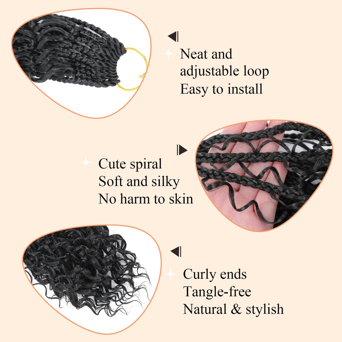 9 Packs Boho Box Braids Crochet Hair 8 Inch Goddess Box Braids Crochet Hair With Curly Ends Pre Looped Synthetic Bohemian Braid Hair Extensions For Women (8 Inch, 1B)