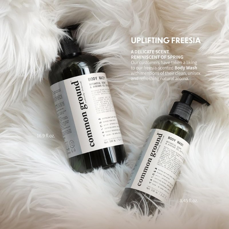 Natural Body Wash - Vegan & Cruelty-Free Botanical Freesia Scent | Avocado Oil for All Skin Types