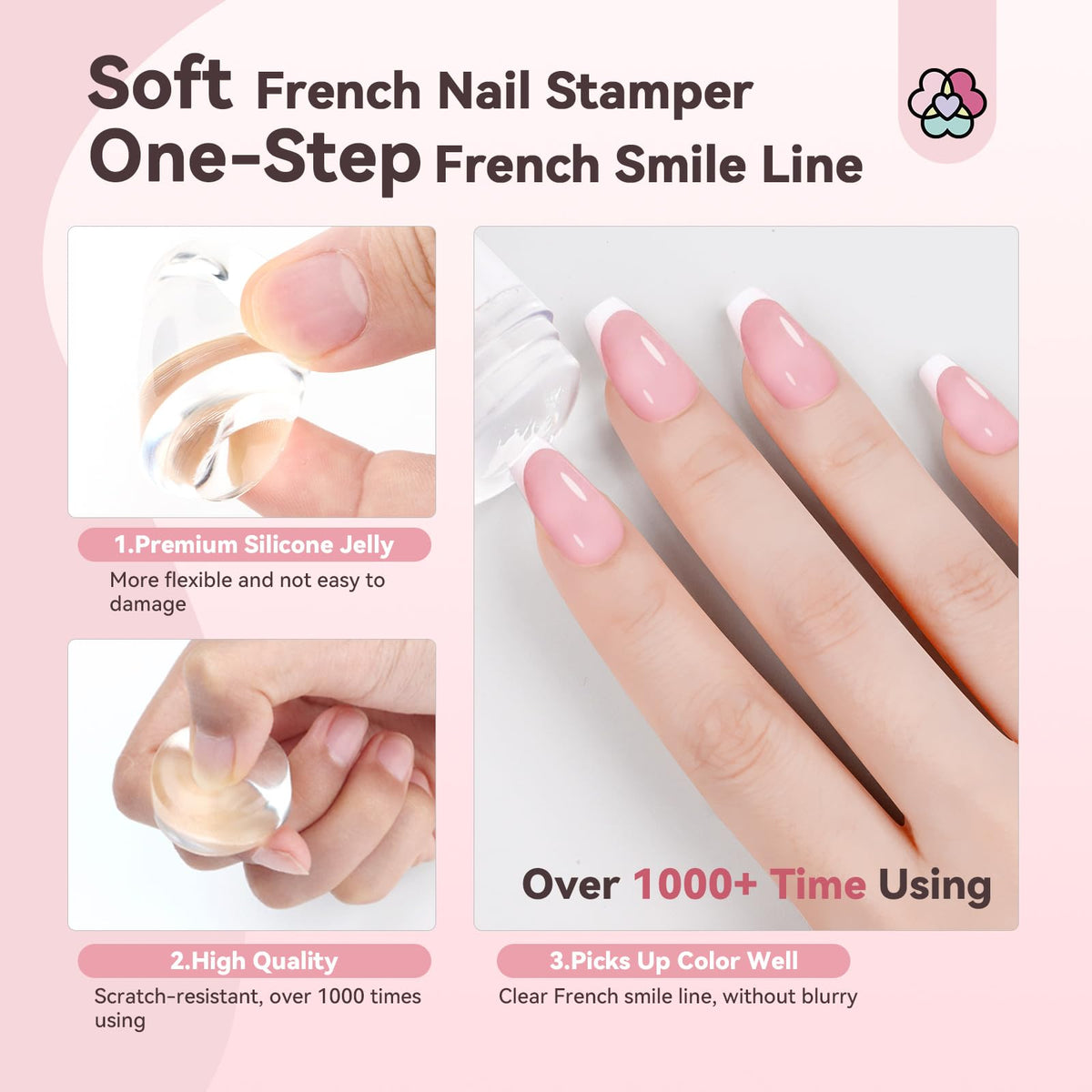 Saviland French Manicure Kit with Everything: Silicone French Tip Nail Stamp French Nails for Beginners Easy French Nails Brush Tips Guide Stickers Fast French Tip Tool Acrylic Nail Kit
