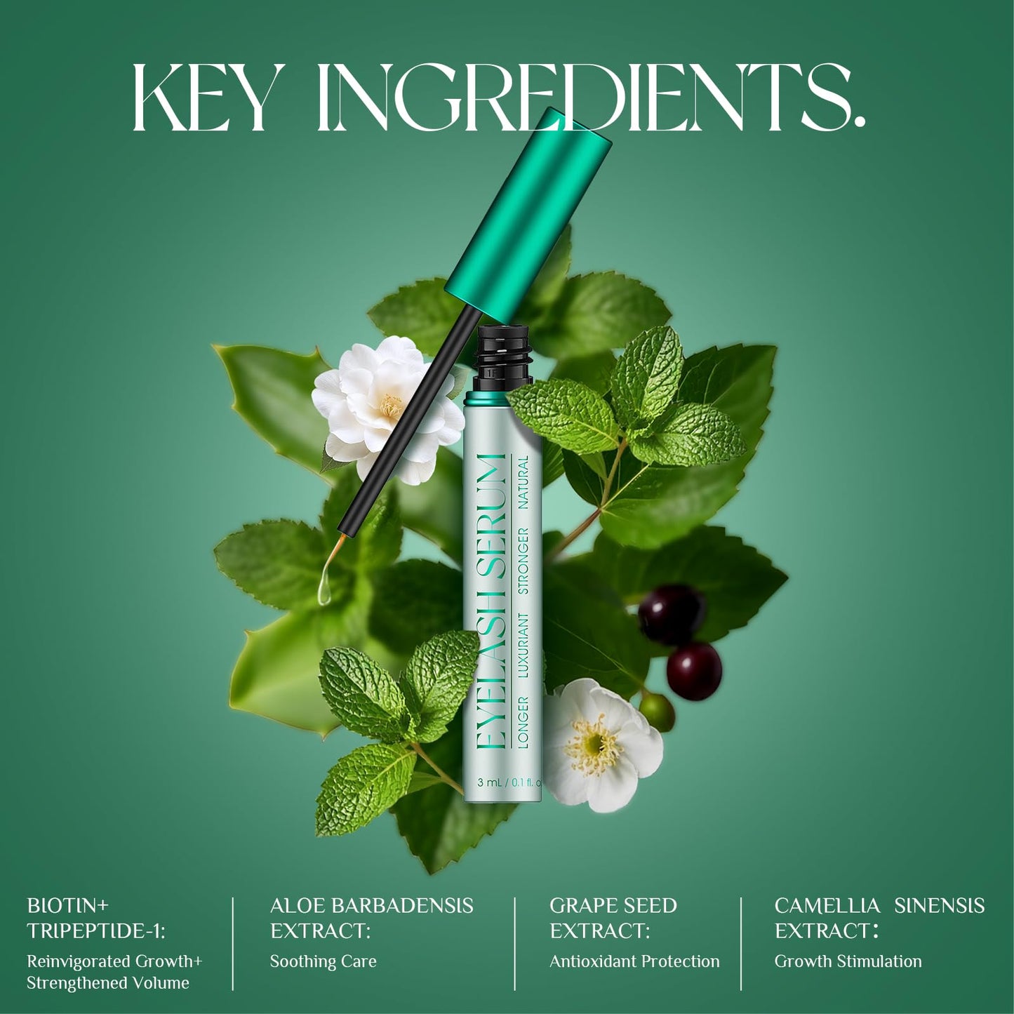 TUDPA Eyelash Growth Serum: Enhances length, density & strength, conditions lashes. Vegan, cruelty-free, gentle for sensitive eyes. 3mL (2-month supply)
