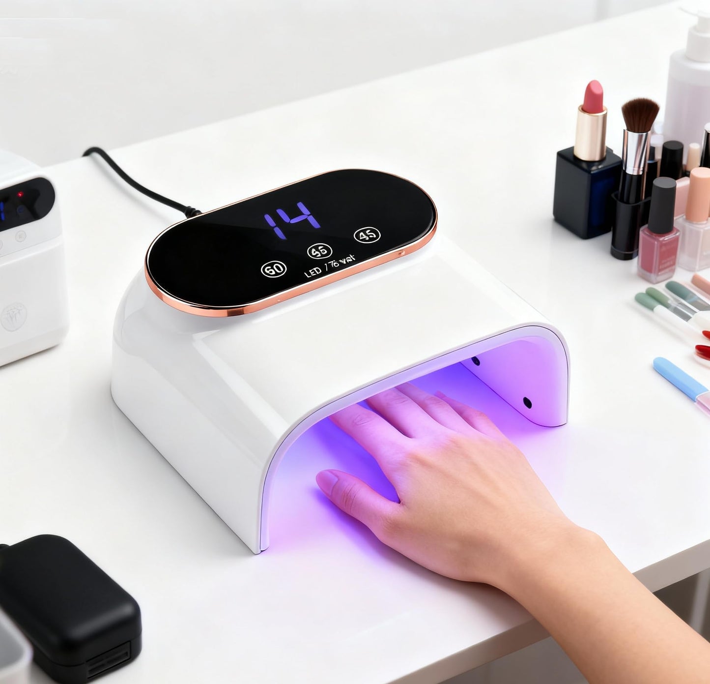 OBEEGOO 76W UV LED Nail Lamp Light Dryer for Nails Gel Polish,LED Nail Dryer with 38 LED Beads,4 Timer,Smart Sensor,LCD Display Fast Curing Gel Nail Polish Nail Art Tools Manicure Accessories