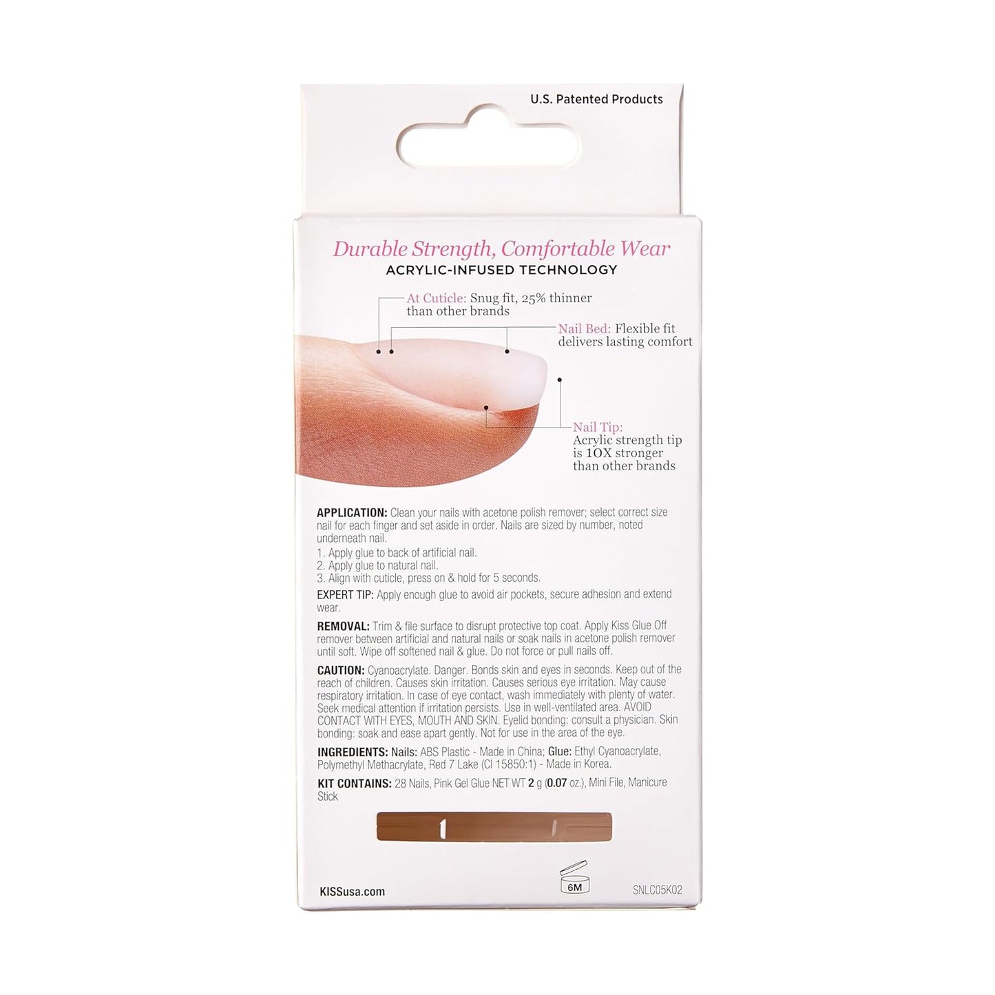 KISS Salon Acrylic Natural Press On Nails, Nail glue included, 'Rare', Nude, Short Size, Squoval Shape, Includes 28 Nails, 2g Glue, 1 Manicure Stick, 1 Mini File