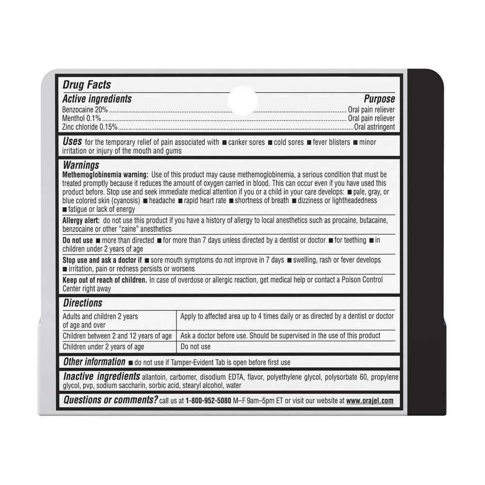 Orajel Oral Pain Reliever, for All Mouth Sores, Maximum Strength, Gel 0.42 Oz, 11.9 G (Pack of 2)