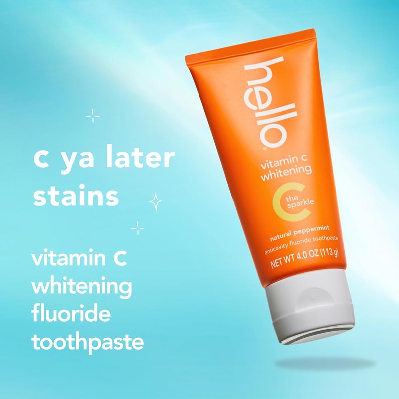 Vitamin C Whitening Toothpaste - SLS Free Fluoride Formula | Natural Peppermint, 2 Pack, 4 Oz Tubes
