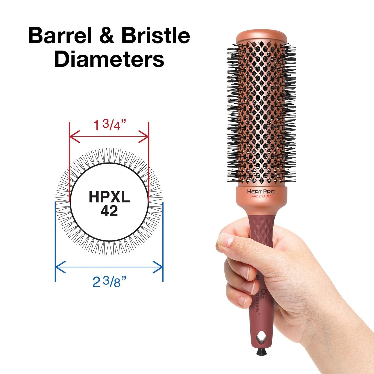Olivia Garden HeatPro Speed XL | Extra-Long Thermal Round Hair Brush for Thick Hair - Professional Ceramic Design