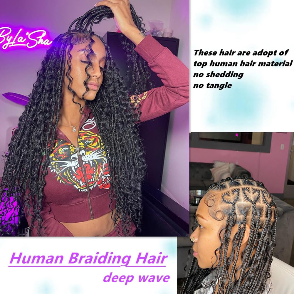 Braiding Wet and Wave Human Culry Hair for Boho Knotless Braids No Weft 2 Bundles 100g
