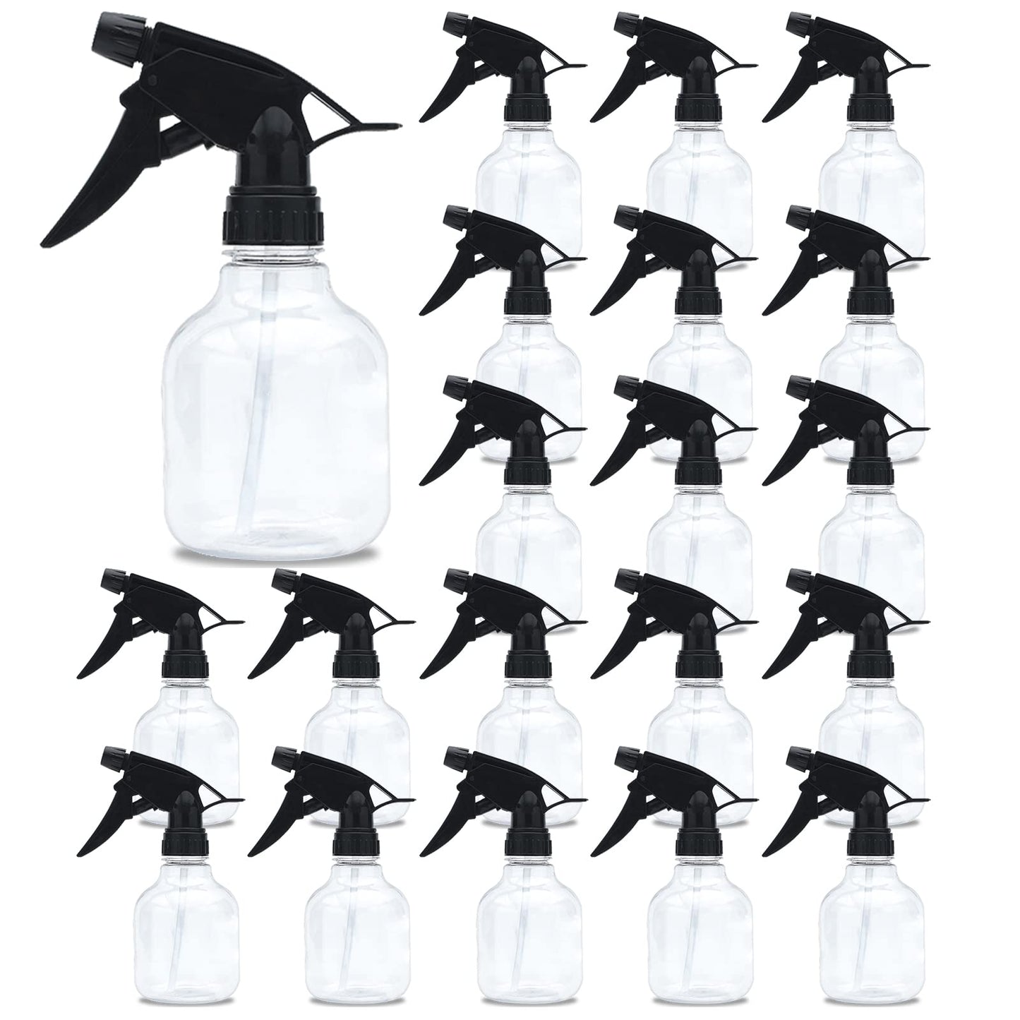 Merkaunis 20 PCS 8 oz Spray Bottle Clear Plastic Spray Bottles with Adjustable Nozzle Empty Plastic Spray Bottle Bulk Water Spray Bottles for Kitchen,Beauty, Hair and Cleaning