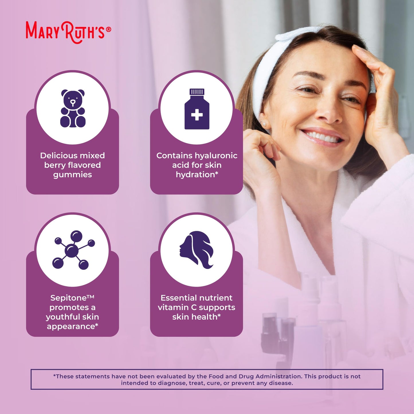 MaryRuth's Skin Restore + Renew Gummies With Hyaluronic Acid | Skin Hydration | Clinically Shown in Women to Reduce Fine Wrinkles & Improve Skin Firmness | Vegan Collagen Production | 60 Gummies