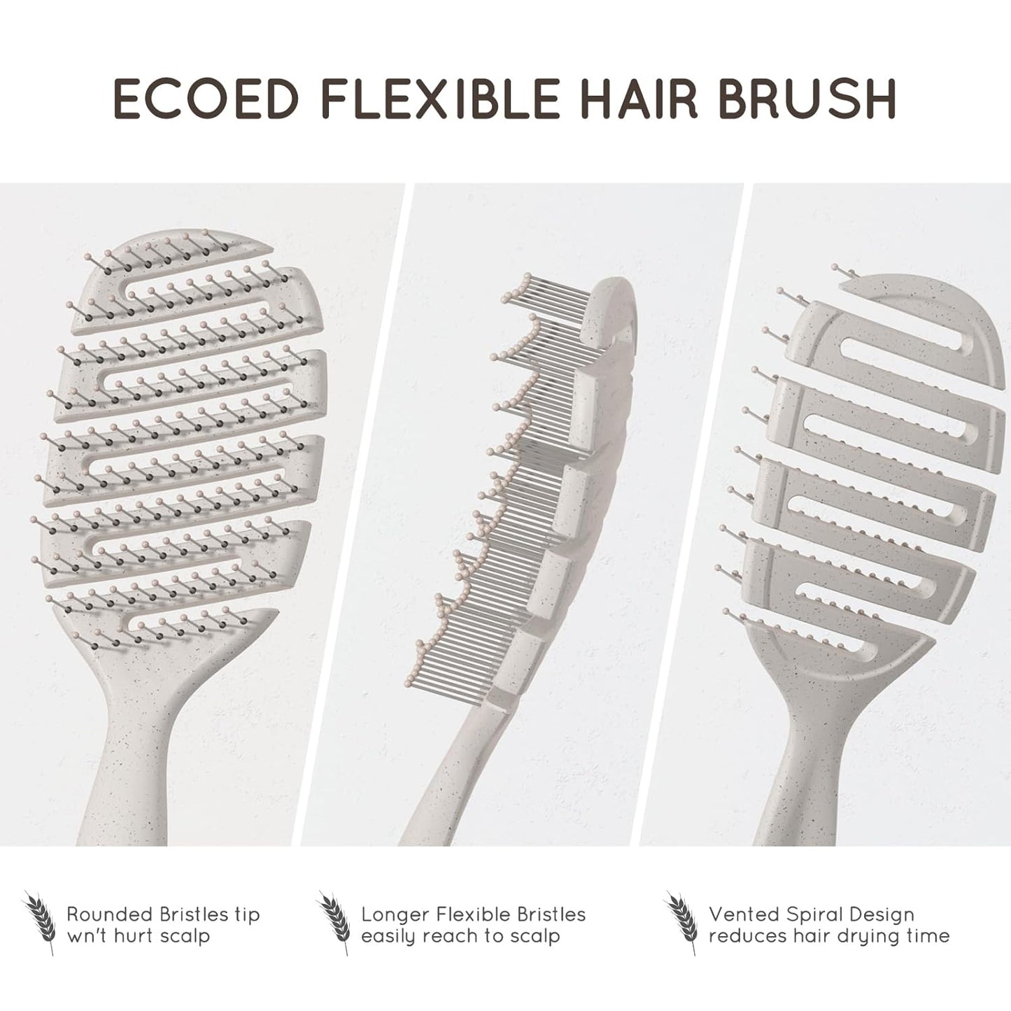 Detangler Hairbrush, Vented Detangling Brush for Straight, Wavy,Curly and Fine Hair, Dry and Wet, Quick Smoothing for Women and Men, Eco-Friendly & Sustainable Material (Green)