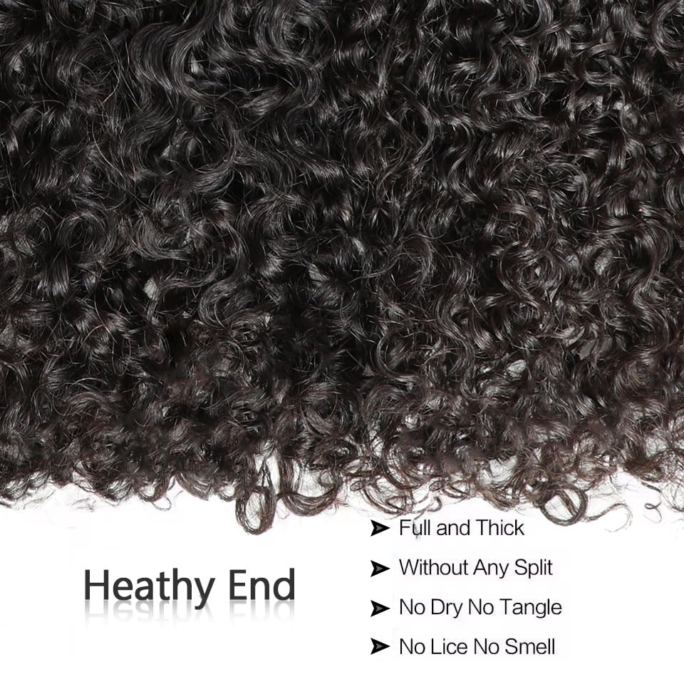 Burmese Curly Human Hair Bundles - Unprocessed 3C4A Raw Hair Extensions | 14 Inch Natural Color Spiral Weft