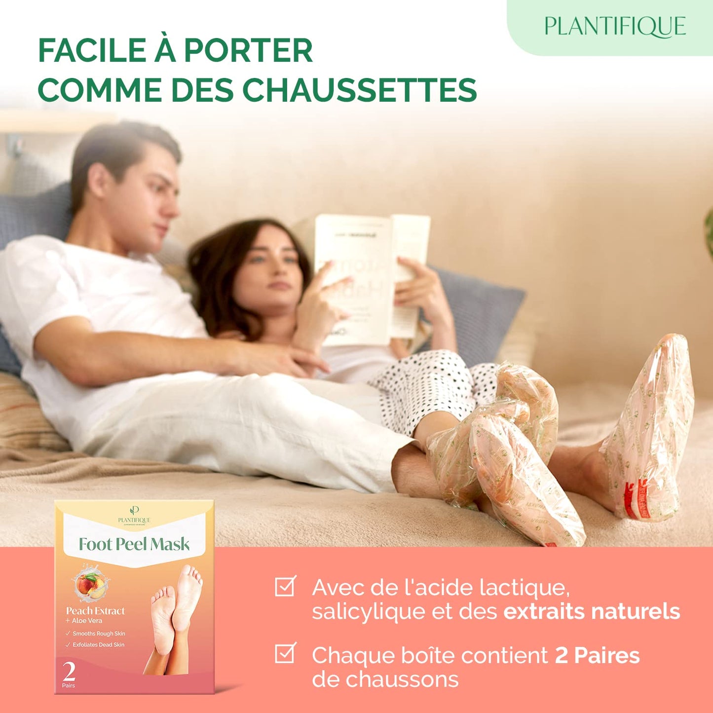 Plantifique Foot Peeling Mask - Exfoliating Clay Mask for Baby Soft Feet | 2 Pack, 110g