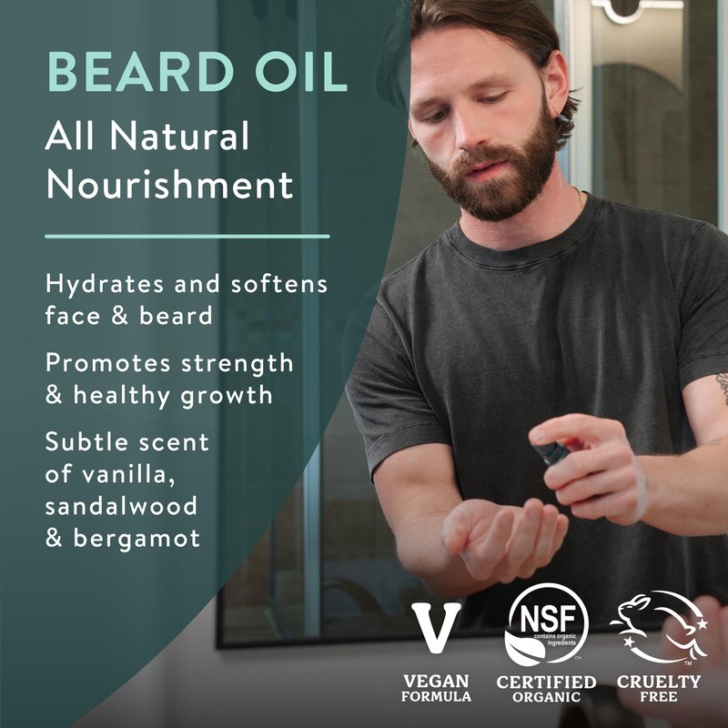 Badger Beard Grooming Kit, Organic Beard Oil Bottle + Organic Beard Balm Tin, Subtle Masculine Scent, Organic Mens Beard Care for Healthy Beard Growth, 2-Pack