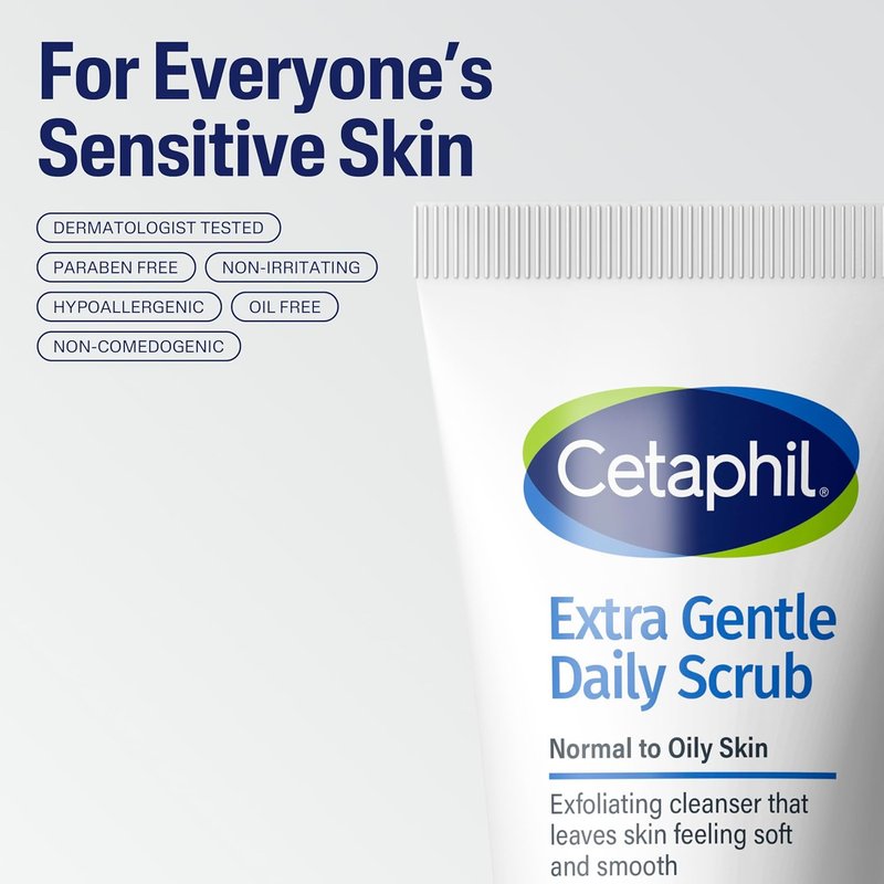 Cetaphil Exfoliating Face Wash - Gentle Daily Scrub for All Skin Types | 6 Fl Oz, Pack of 2