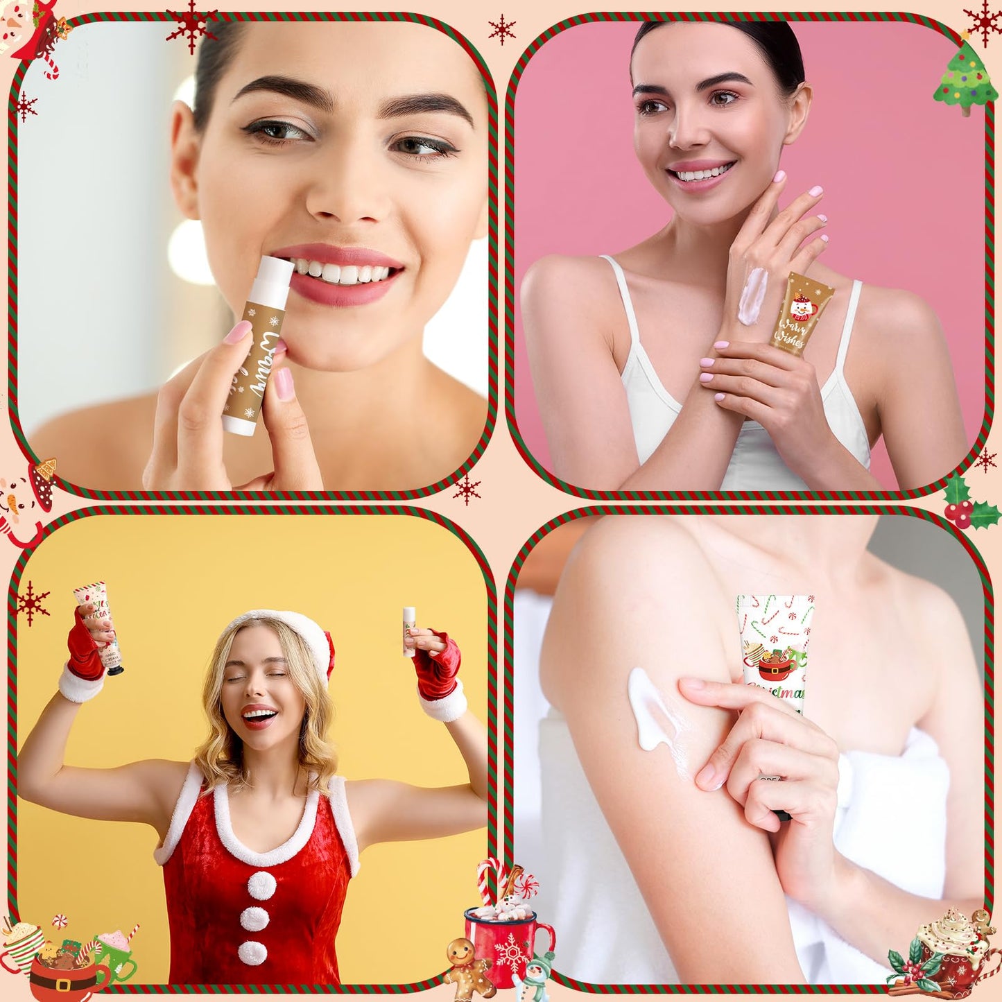 Demissle Christmas Hot Cocoa Party Favors Hand Cream Lip Balm Gifts