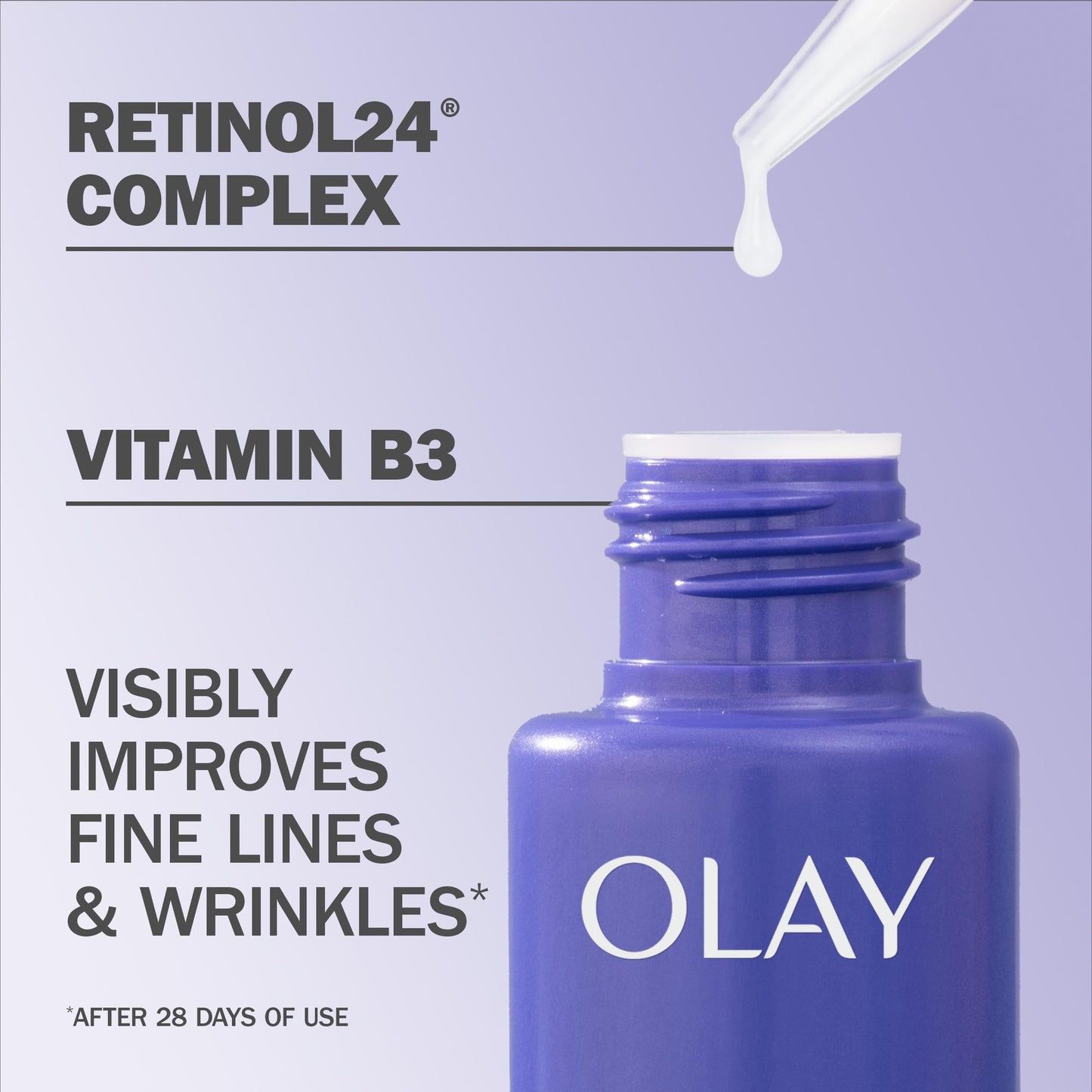 Olay Retinol 24 MAX Night Smoothing Serum, Fragrance – Free, 1.3 Oz