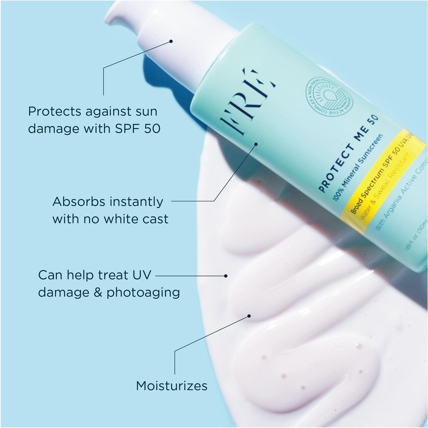 FRÉ Protect Me Mineral Face Sunscreen SPF 50, Vegan, Reef Safe
