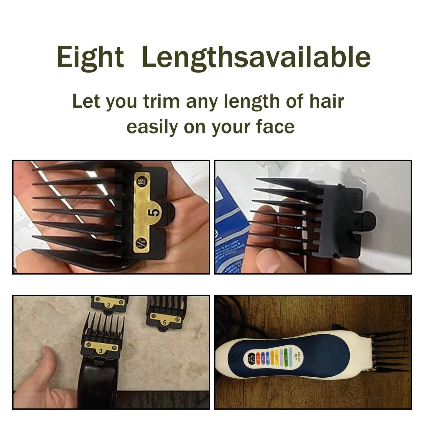 Zafina-UP Clipper Guide Combs Set, 8pcs Hair Clipper Guards (1/16, 1/8, 3/16, 1/4, 3/8, 1/2, 5/8, 3/4 inch), Trimmer Guards Compatible with BaBylissPRO Barberology FX870, FX880, FX825, FX673