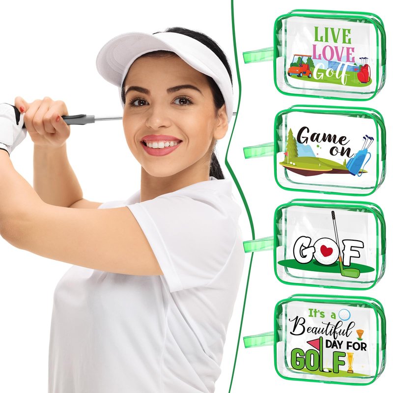Reginary 10 Pcs Golf Makeup Bag Gifts Bulk Golfer Cosmetic Bag Waterproof Pouch with Zipper Golf Team Inspirational Organizer Accessories for Women Party