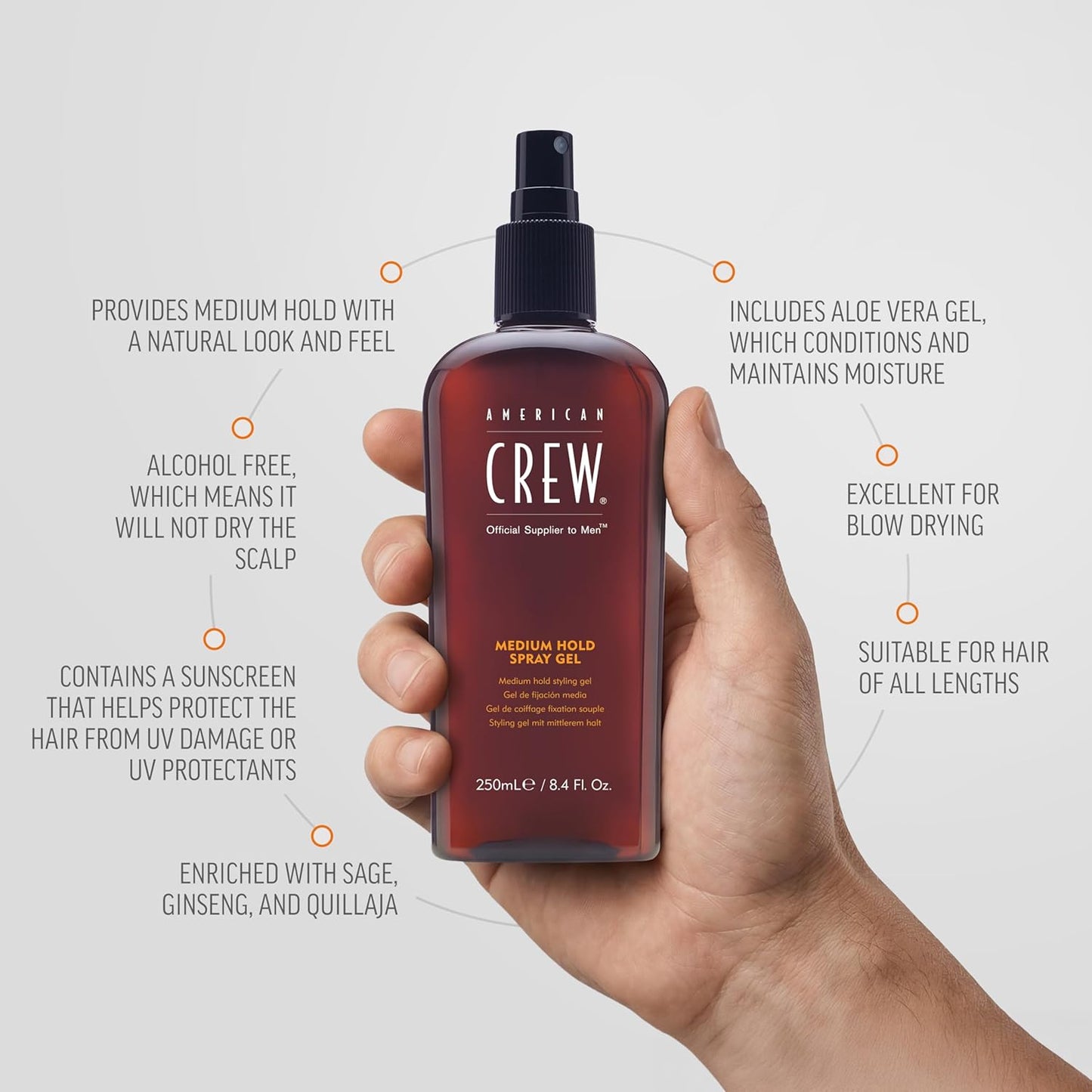 American Crew Men's Hair Spray - Medium Hold, 8.45 Fl Oz | Perfect for All Hair Types