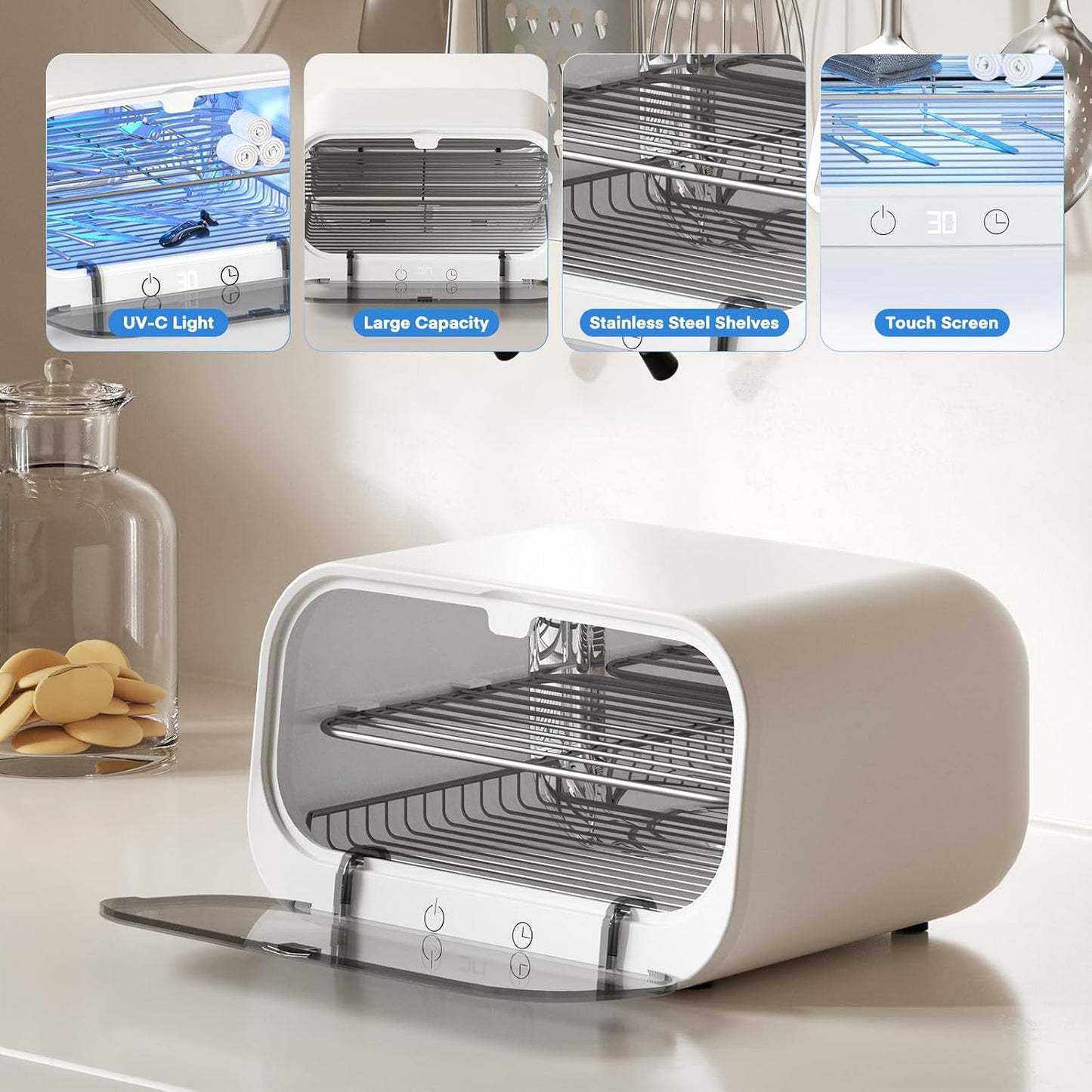 Yofuly Sterilizer - 12L Double-Layer Nail Tool Cleaner | Multi-Functional Cleaning Cabinet for Salons & Home Use