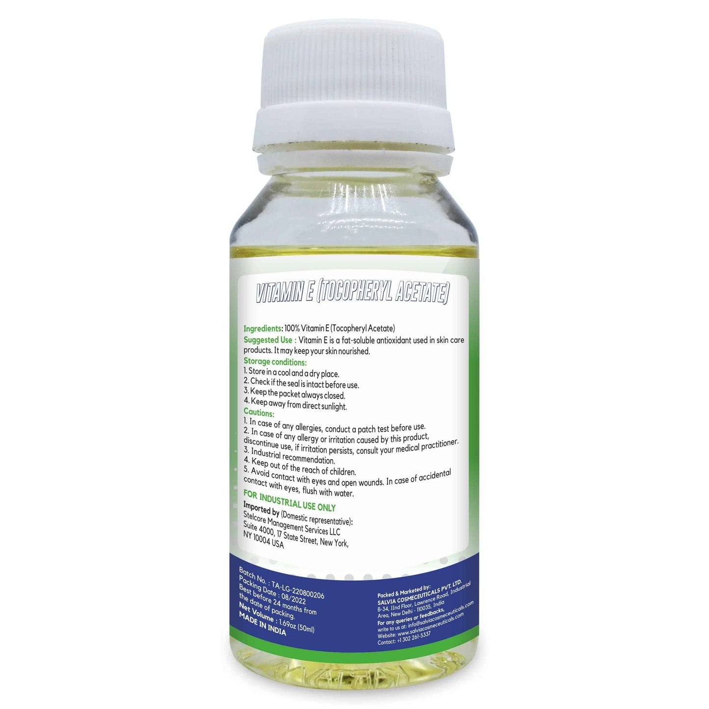 MYOC Tocopherol Acetate Vitamin E Pure Pale Yellow Cosmetic Grade Raw Material for DIY Creams Soaps Lotion Shampoo & Serum, Moisturizes & Nourishes Skin - 50 ml