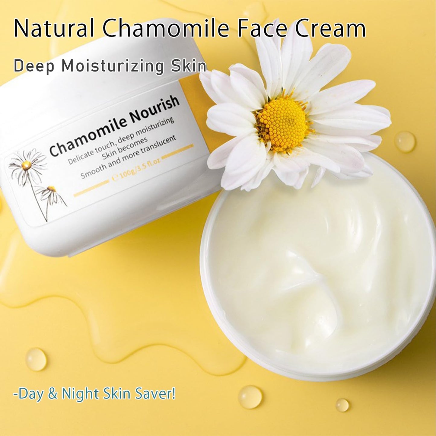 Grospe Chamomile Face Cream - Soothing Moisturizer for Dry & Sensitive Skin, Hydrating & Calming Day & Night Cream with Natural Chamomile Extract, Non-Greasy Formula(3.5oz)