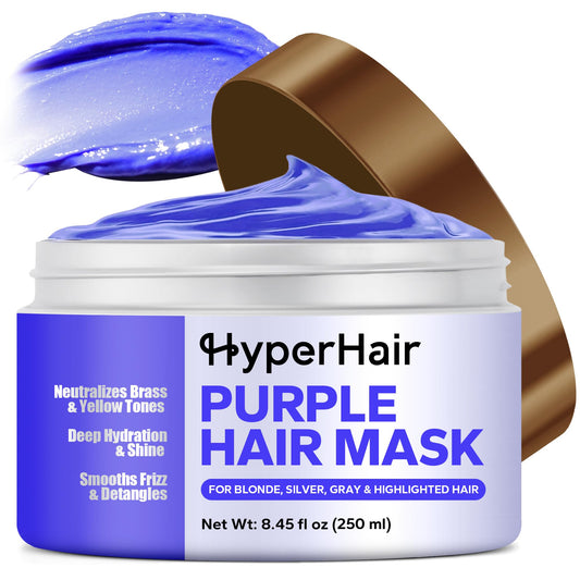 HyperHair Purple Hair Mask (8.45 Fl Oz), Purple Conditioner for Bleached Women & Men, Toner for Blonde Hairs, Deep Conditioning Hair Mask for Neutralizing Brass & Yellow Tones