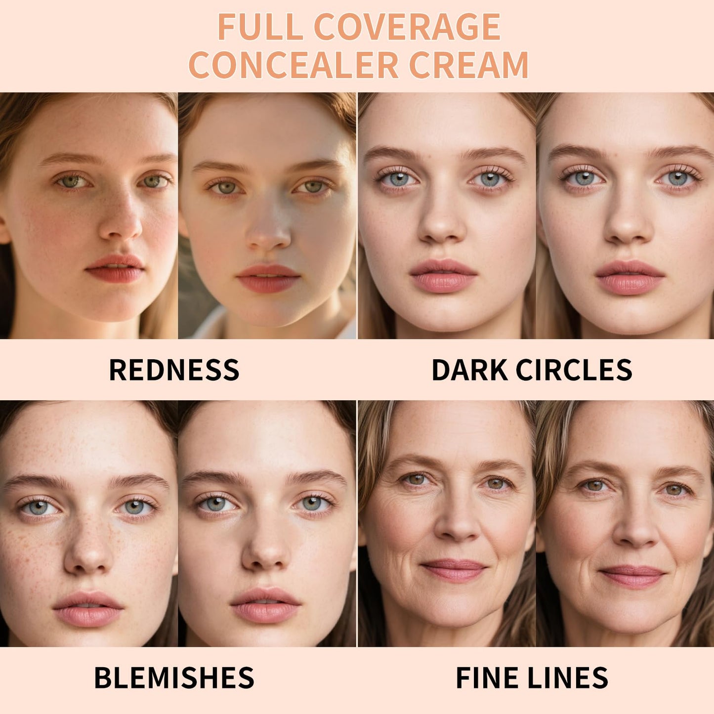 2 Pcs Liquid Concealer Makeup, Eye Concealer, Full Coverage Concealer For Dark Circle Reduces Look of Fine Lines & Blemishes, Buildable Coverage (BUFF BEIGE)