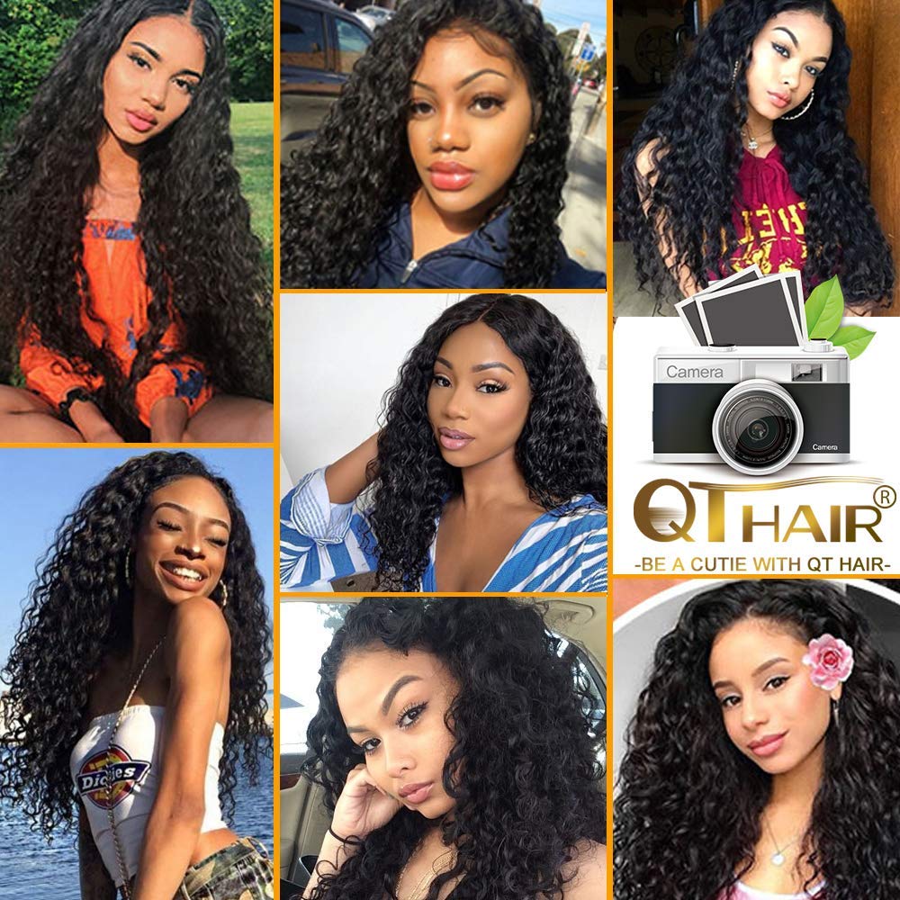 QTHAIR 18A Loose Deep Wave Lace Closure - 4x4 Brazilian Human Hair, Pre-Plucked, 14" with Baby Hair