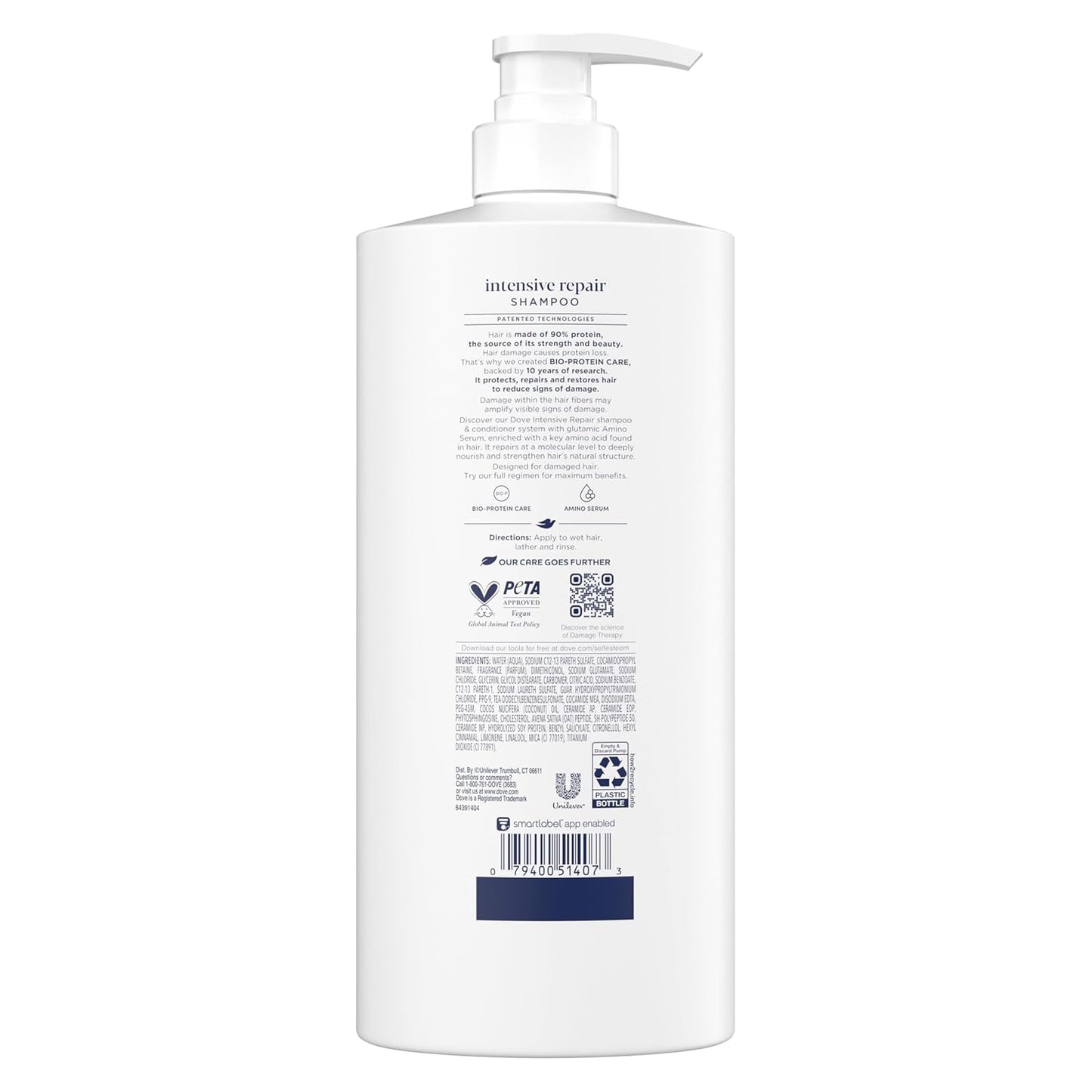Dove Shampoo - Intensive Repair for Damaged Hair with Bio-Protein & Amino Serum | 28 Fl Oz (4 Pack)