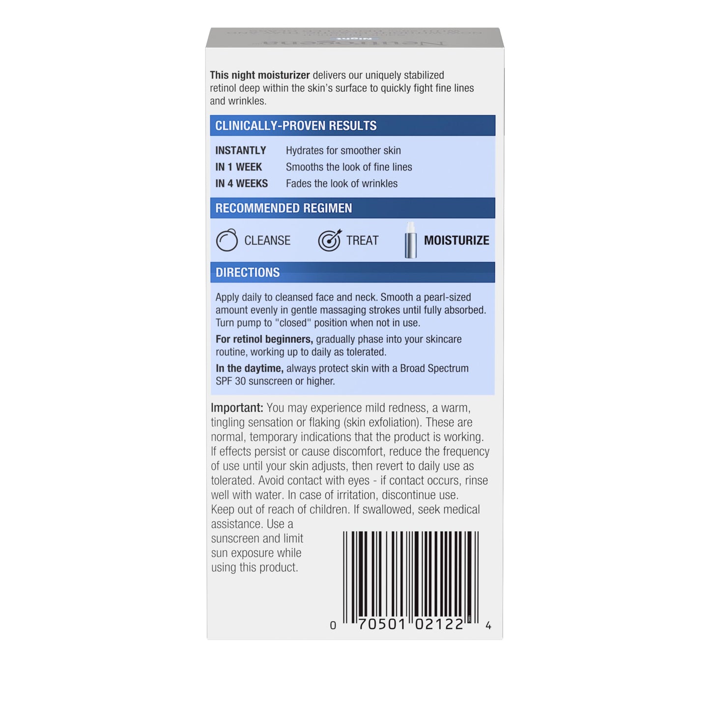 Neutrogena Retinol Face Moisturizer Cream, Rapid Wrinkle Repair, Anti-Wrinkle Night Moisturizer, Anti-Wrinkle Face & Neck Cream Moisturizer with Hyaluronic Acid & Retinol, Paraben-Free, 1 fl. oz