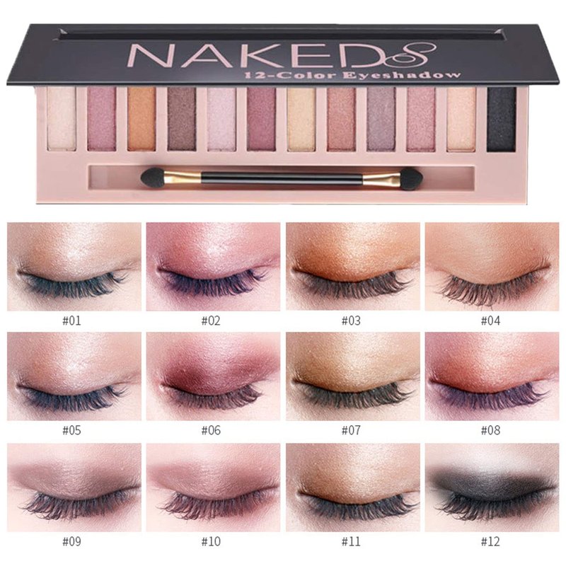 Sulily 12 Colors Naked Eyeshadow Palette Kit, Nude Matte Shimmer Smokey Glitter Pigment Eye Shadow Palettes, Professional Waterproof Makeup Palettes, Eye Shadow Gifts for Women