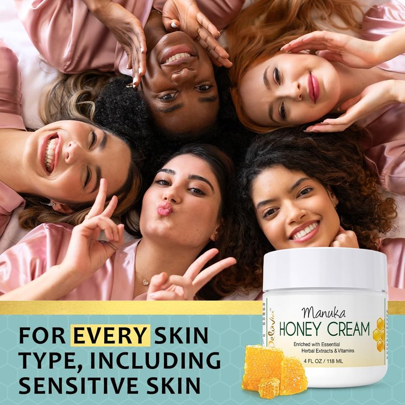Deluvia Manuka Honey Cream | Hydrating & Soothing Moisturizer Face & Body Lotion | for Sensitive Skin, Eczema, Psoriasis & Dermatitis | 4 ounce