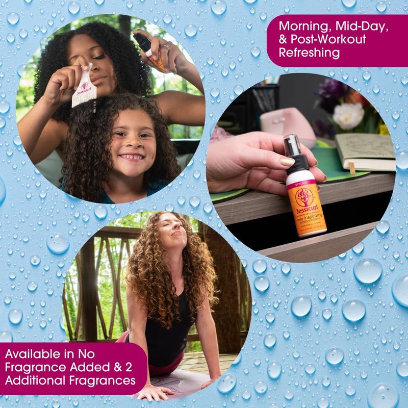 Jessicurl, Awe Inspiraling Spray, No Fragrance Added, 8 Fl oz. Moisturizing Midday Curl Refresher Spray for Curly Hair, Curl Defining