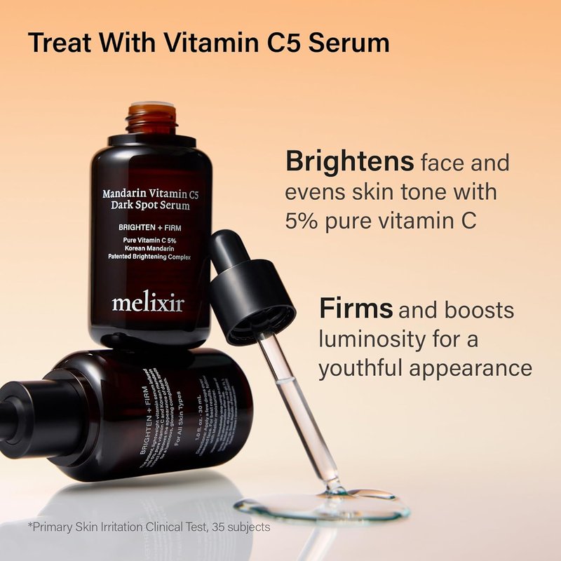 Melixir Mandarin Vitamin C5 Serum - Brightening 5% Ascorbic Acid & Centella Asiatica | 1.0 fl. oz. (30ml)